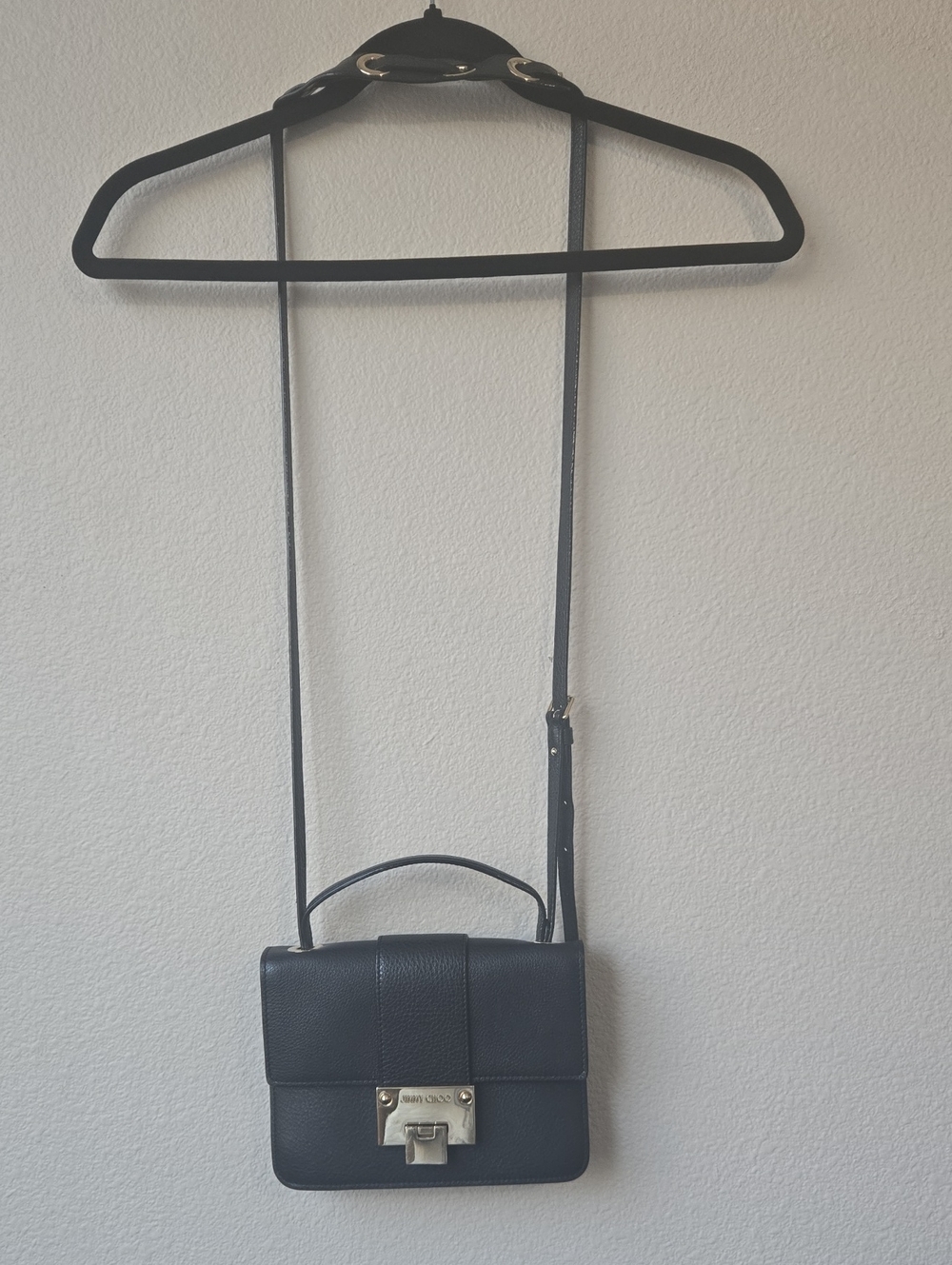 Jimmy Choo Black Leather Top-Handle Crossbody Bag